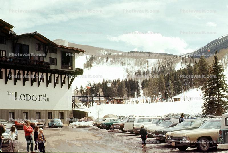 Vail Ski Resort, The Lodge at Vail, Cars, vehicles, Automobile, February 1972, 1970s