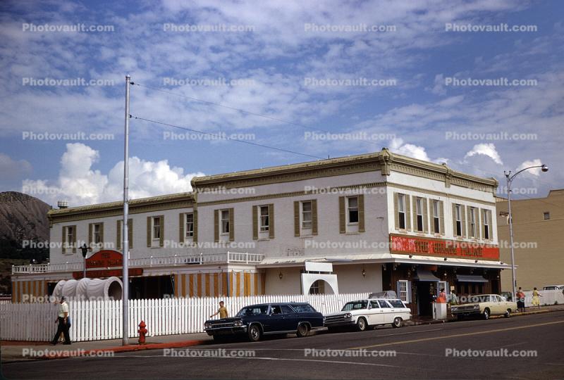 The Grande Palace, building, cars, station wagon, Conestoga, July 1969, 1960s