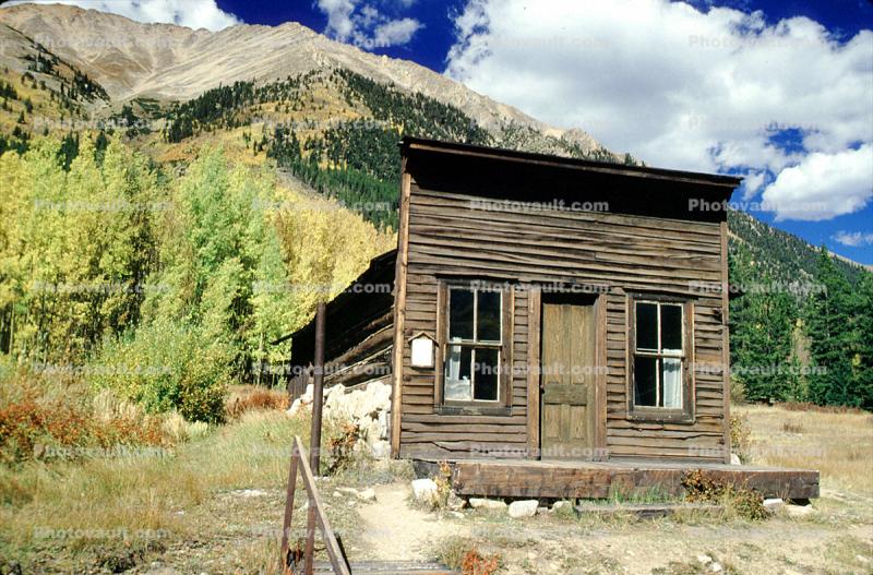 General Store, building, wood, trees, forest, mountain, clouds, Winfield, Chaffee County, ghost town