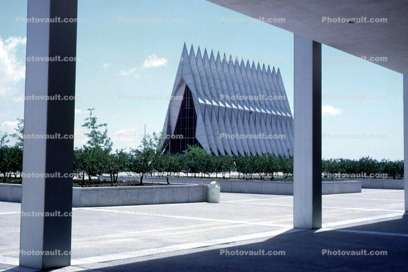 United States Air Force Academy Chapel, building, A-frame, August 1961, 1960s