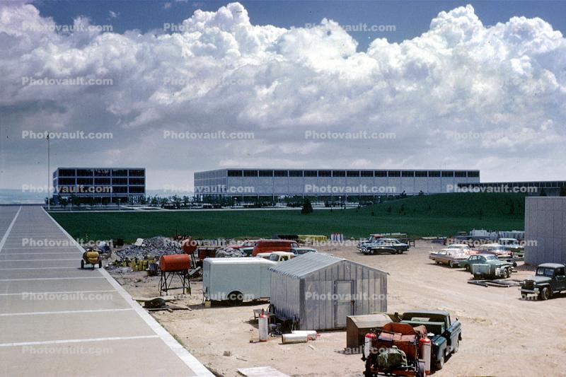 building, clouds, United States Air Force Academy, August 1961, 1960s