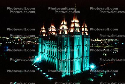 Mormon Temple in the Nighttime, Salt Lake City