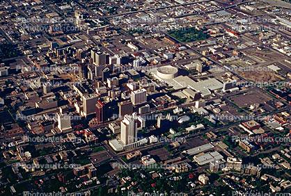 downtown aerial, Mormon Square, LDS office building