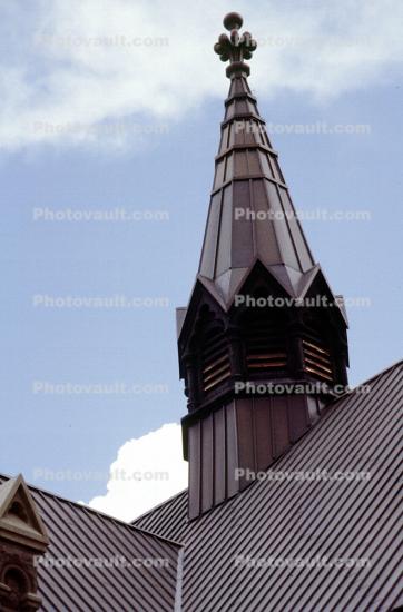 Spire, roof, building, July 1979, 1970s