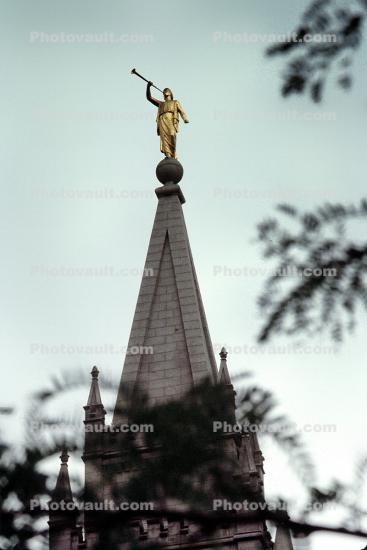 golden trumpet herald, Mormon Temple, July 1979, 1970s