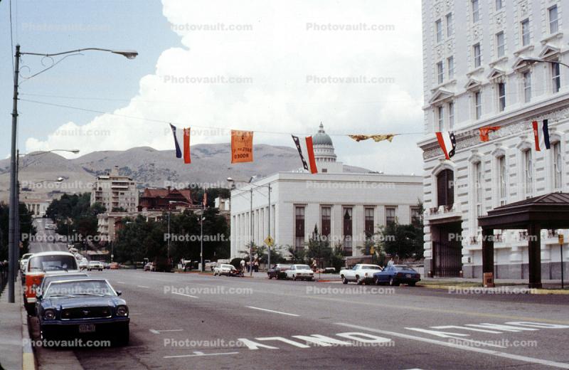 Salt Lake City buildings, Cars, vehicles, Automobile, July 1979, 1970s