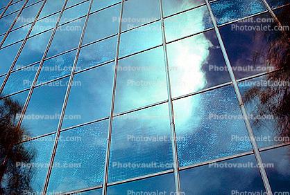 glass, reflection, abstract, grid, building