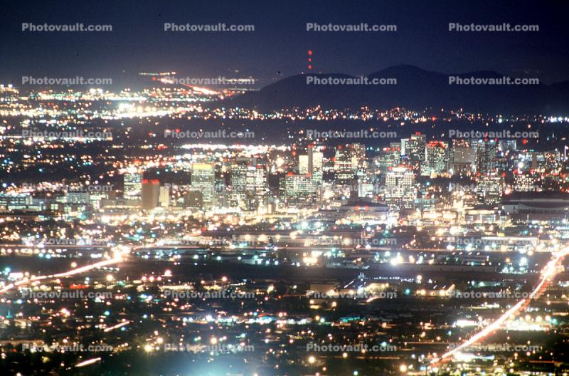 Nighttime, Cityscape, lights, night. urban sprawl, skyline, downtown