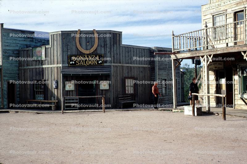 Bonanza Saloon, horseshoe, buildings, old west, Old Town, Tucson, March 1968