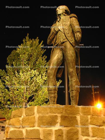 General Lafayette, 1757-1834, Night, Statue, Statuary, Sculpture, Downtown, 11 July 2006