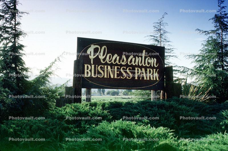 Pleasanton Business Park sign, signage, Police Headquarters, 2 November 1983