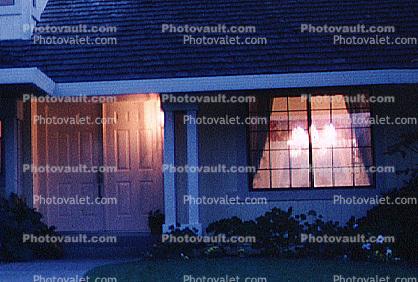 House, Single Family Dwelling Unit, lights, evening, door, entrance, windows, Police Headquarters, 2 November 1983