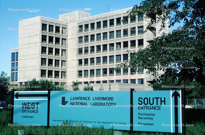 Lawrence Livermore National Laboratory, signage, building, 21 November 1983