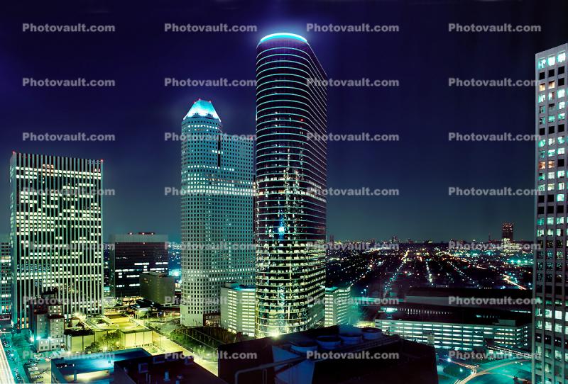 Downtown Houston, Cityscape, Skyline, Night, Nighttime, 14 January 1985