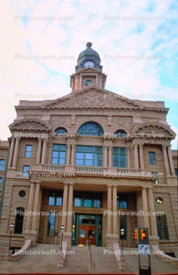 Tarrant County Courthouse, Clock Tower, Red Building, Fort Worth, landmark, 22 March 1993