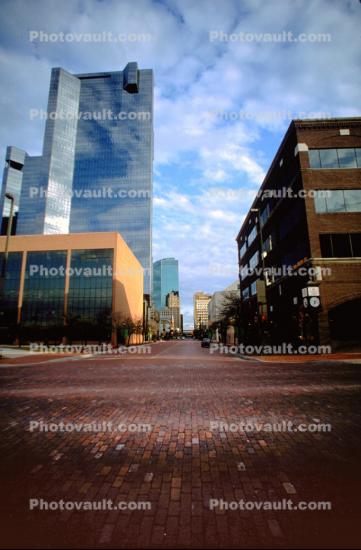 Red Brick Road, Horton Tower, Sundance Square, Glass Skyscraper, Fort Worth, 22 March 1993