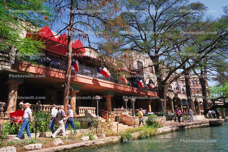 Restaurants, Paseo del Rio, the Riverwalk, San Antonio, 25 March 1993