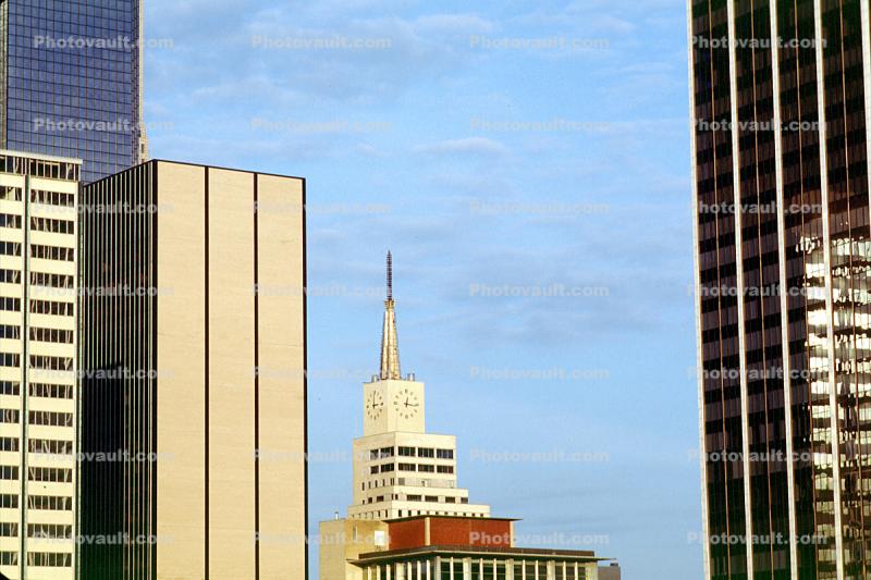 Dallas Skyline, buildings, skyscrapers, clock tower, 21 May 1995