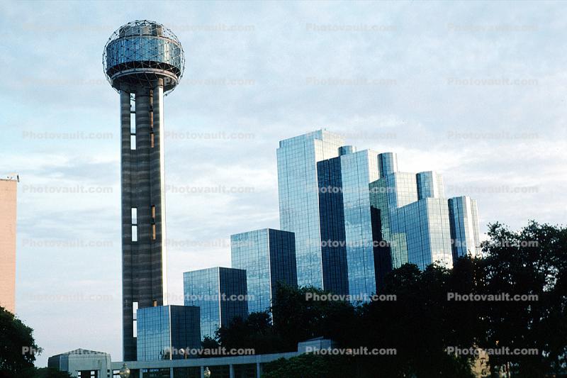 Reunion Tower, Downtown buildings, Observation Tower, glass skyscraper, 21 May 1995