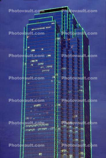 Bank of America Plaza, Downtown building, skyscraper, Twilight, Dusk, 21 May 1995
