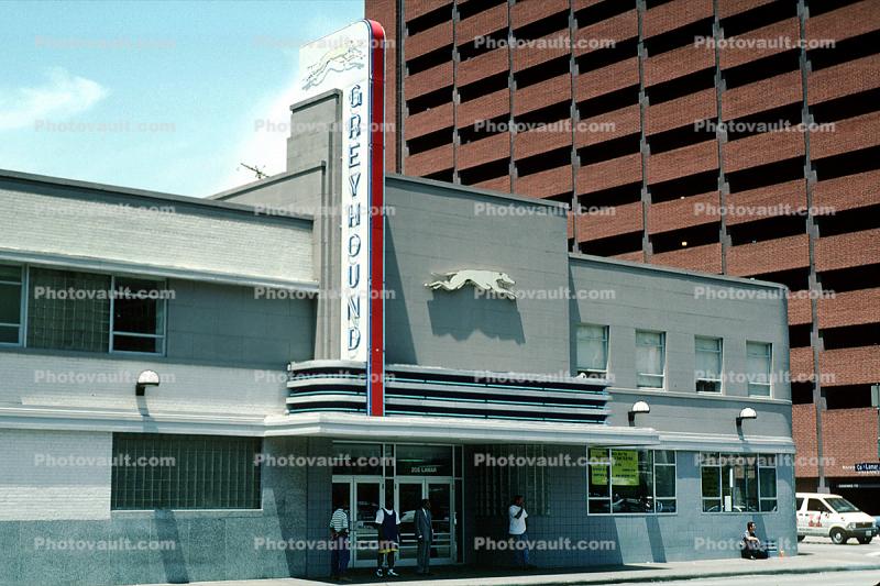 Art-deco building, terminal, Greyhound Bus Station, Dallasff, Dallas, 22 May 1995