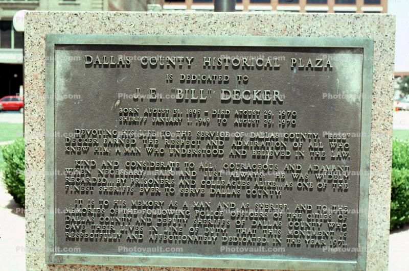 Dallas County Historical Plaza, JSaint ESaint Bill Decker