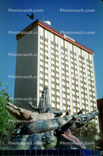 Los Lagartos, Alligator Fountain, downtown, Chase, El Paso, 31 October 1999