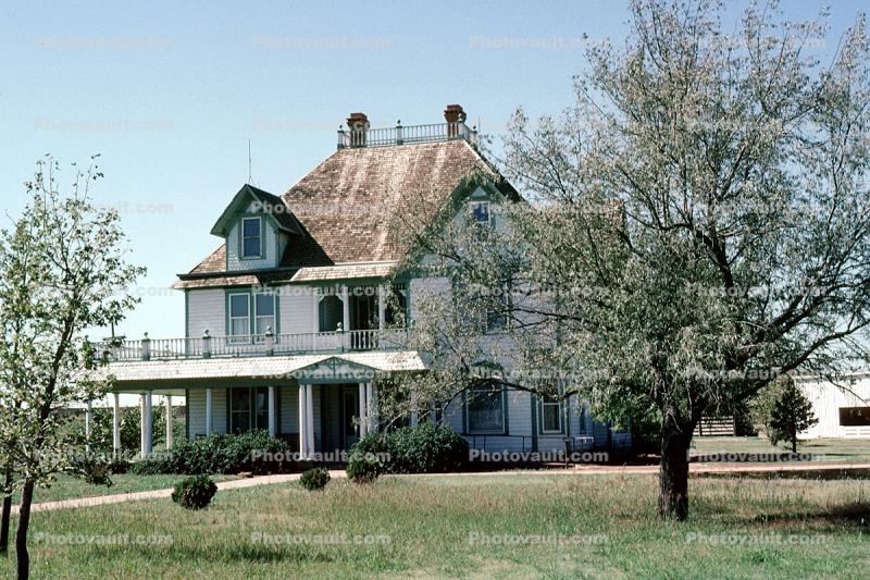Barton House, widows walk, balcony, porch, trees, National Ranching Heritage Center, Museum, building, ranch, history, NRHC, Texas Tech University, Lubbock