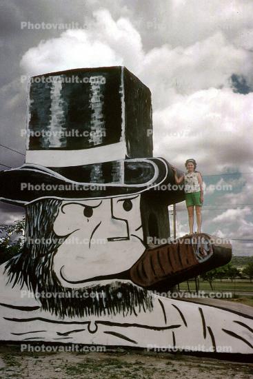 Alley Oop, Smoking a Cigar, Stovetop Hat, west Texas town of Iraan, June 1972, 1970s
