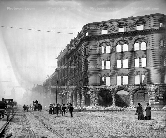 Market Street, Destroyed Buildings, Collapse, 1906 San Francisco Earthquake