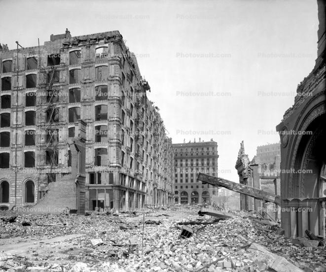 Destroyed Buildings, Collapse, 1906 San Francisco Earthquake