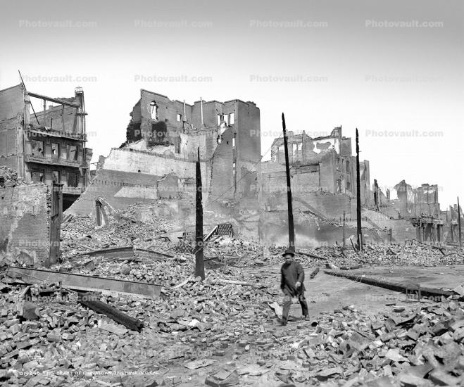 Chinatown, Destroyed Buildings, Collapse, 1906 San Francisco Earthquake