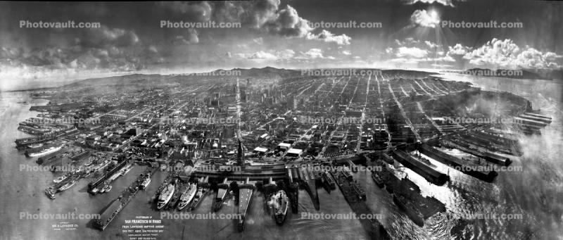 The Embarcadero, docks, piers, Panorama, 1906 San Francisco Earthquake