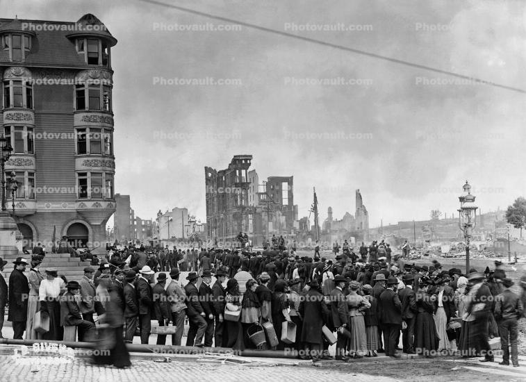 Bread Lines, relief, people, 1906 San Francisco Earthquake