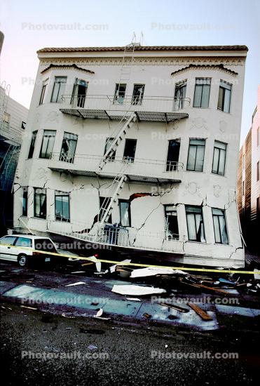 Cracked Collapsed Building, Marina District, Loma Prieta Earthquake (1989), 1980s
