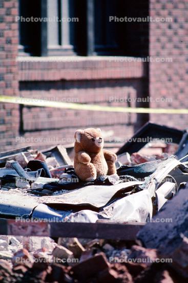 Teddy Bear, south of Market, SOMA, Loma Prieta Earthquake, (1989), 1980s