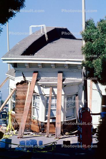 Collapsed Home, Marina district, Loma Prieta Earthquake, (1989), 1980s