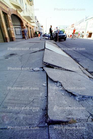 Sidewalk Upheaval, Marina district, Loma Prieta Earthquake (1989), 1980s