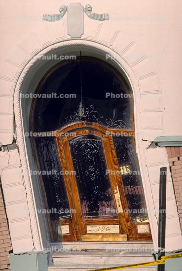 Tilted Door, Entrance, Marina district, Loma Prieta Earthquake (1989), 1980s