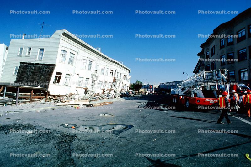 Collapsed Apartment Building, Fillmore Street, Marina district, Loma Prieta Earthquake (1989), 1980s