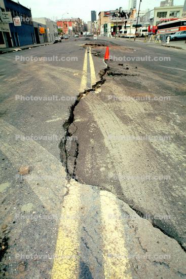 Cracked Street, Loma Prieta Earthquake (1989), 1980s