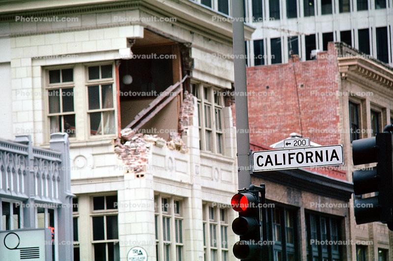 California Street Sign, Loma Prieta Earthquake (1989), 1980s