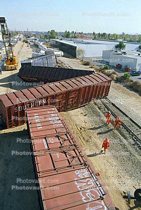 Derailed Train, boxcars, Northridge Earthquake Jan 1994