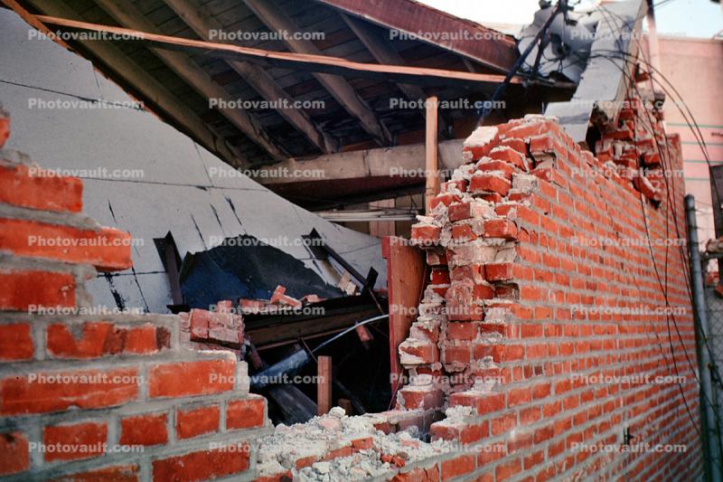 Red Brick Wall, Building Collapse, Northridge Earthquake Jan 1994