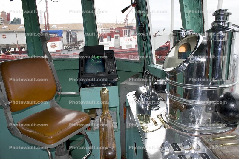 Fireboat Phoenix, Cockpit, Instruments, Wheel, Chair