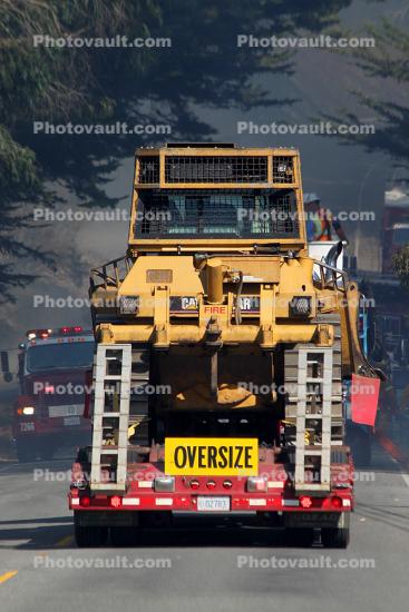 Oversize Trailer, Bulldozer, Pacific Coast Highway 1, PCH