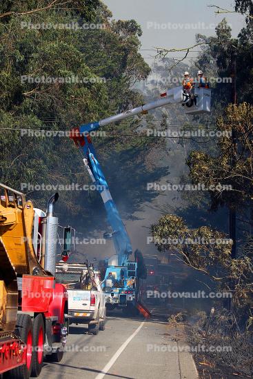 PG&E, Manlift Truck, Pacific Coast Highway 1, PCH