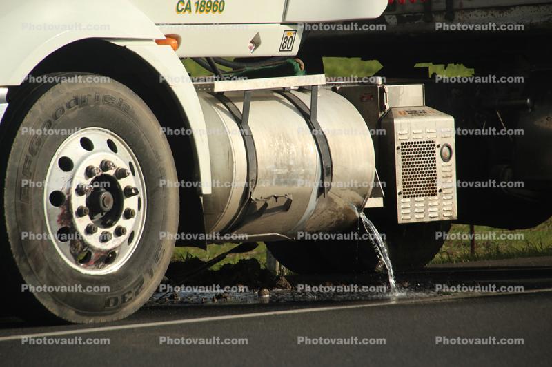 Diesel Fuel leaking from a punctured Tank, Sonoma County