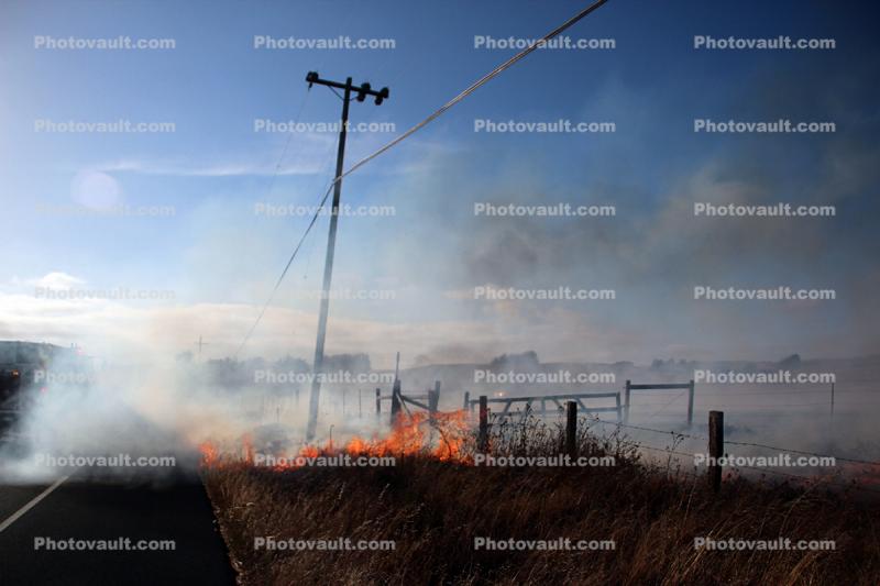 Flames, fence, Valley Ford Road