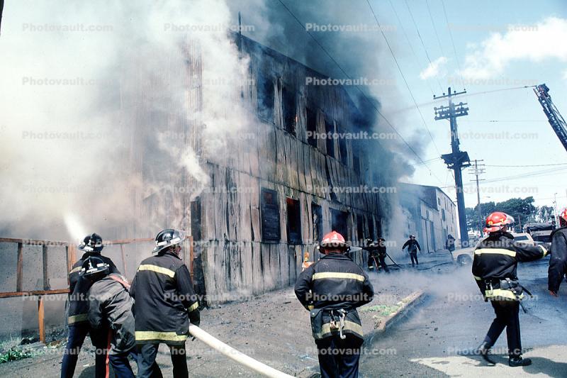 Smoke, Firefighters, Firemen, Mission District, San Francisco